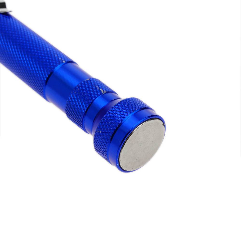 Linterna de alumínio extensível e orientable con 3 LEDs y da cor azul