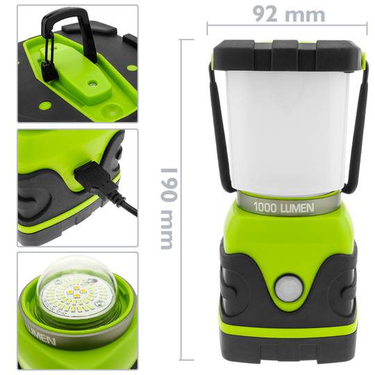 Linterna de camping LED 10W con colgador y PowerBank 4000 mAh