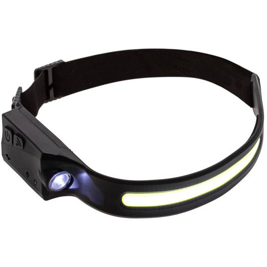 Llanterna de Llum LED frontal recarregable per cap amb bateria de 1200 mAh 360 lúmens sensor moviment i càrrega per USB-C IPX4