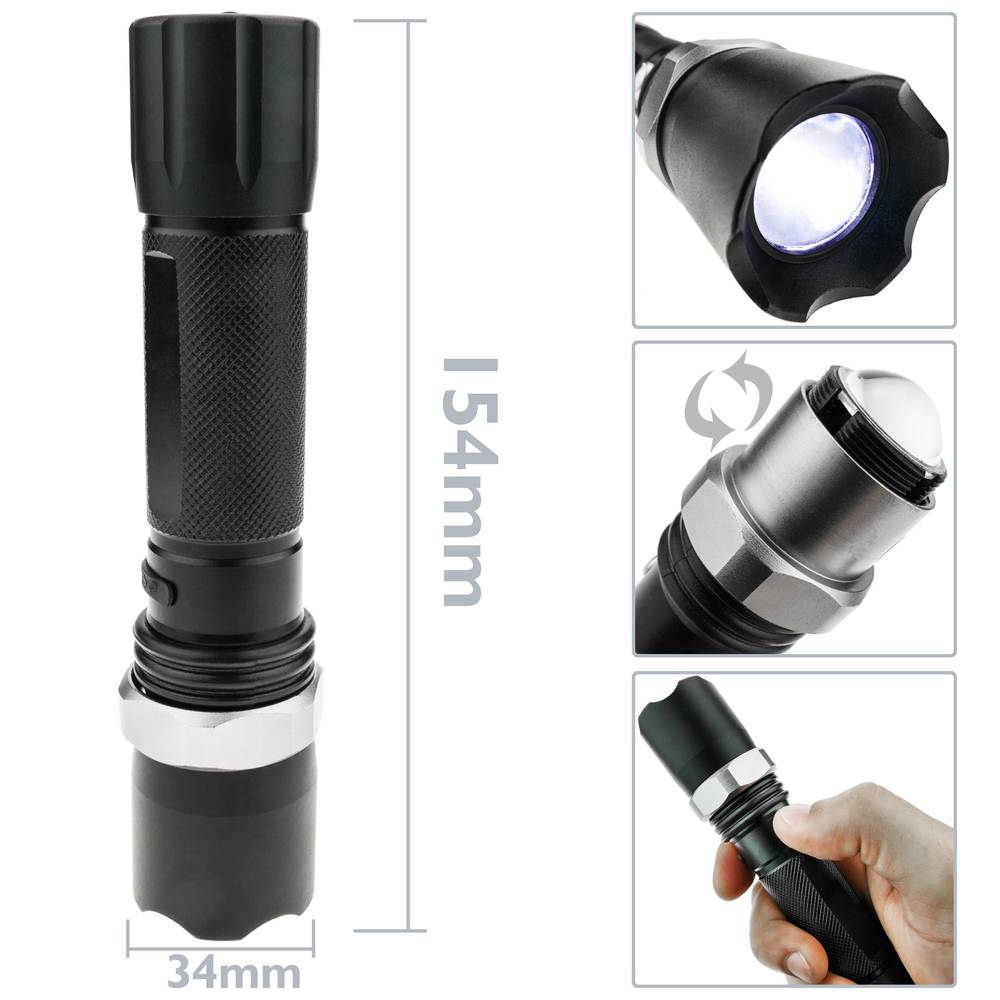 Linterna Q5 Zoom de 240 lúmenes de resistente aluminio