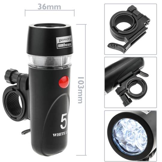Przedni reflektor LED na rower Zdejmowana latarka 5-LED