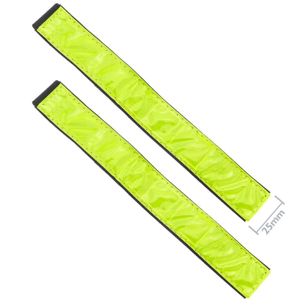 Yellow phosphorescent reflecting strip bands for night viewing 2-pack