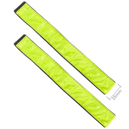 Yellow phosphorescent reflecting strip bands for night viewing 2-pack