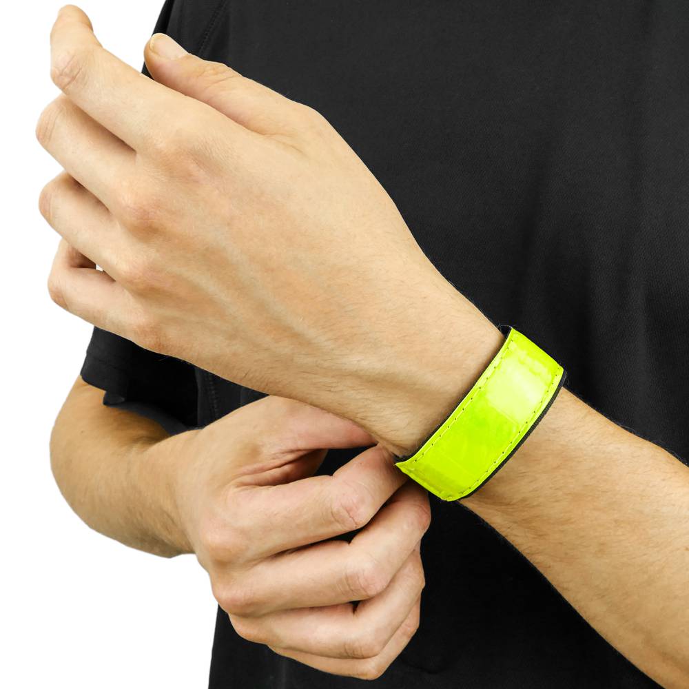 Yellow phosphorescent reflecting strip bands for night viewing 2-pack