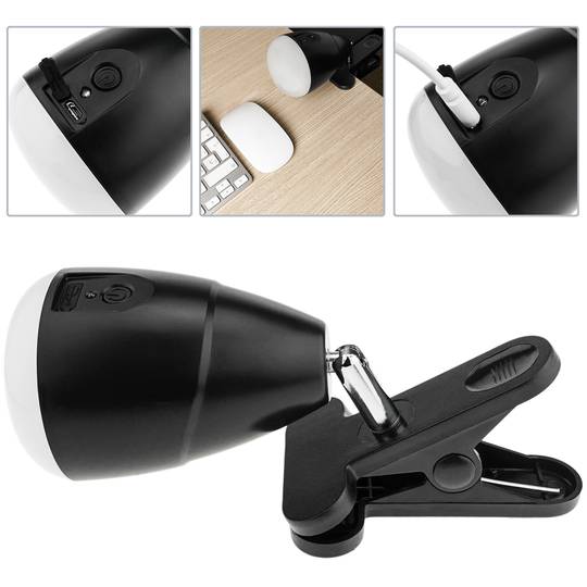 Lámpara LED recargable de pinza con 3 niveles de intensidad luz día 6500K 460 lumens 5W