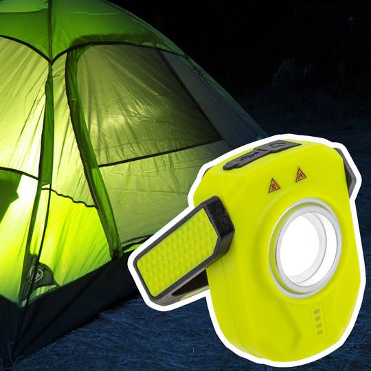Lanterne LED rechargeable IP44 10W et 1000 lumens idéale pour le camping, la randonnée ou les ateliers