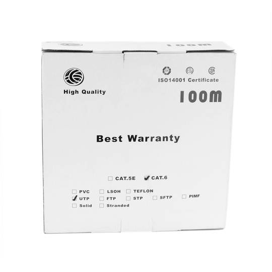Cewka kablowa UTP kat. 6A 23AWG sztywna szara 100m