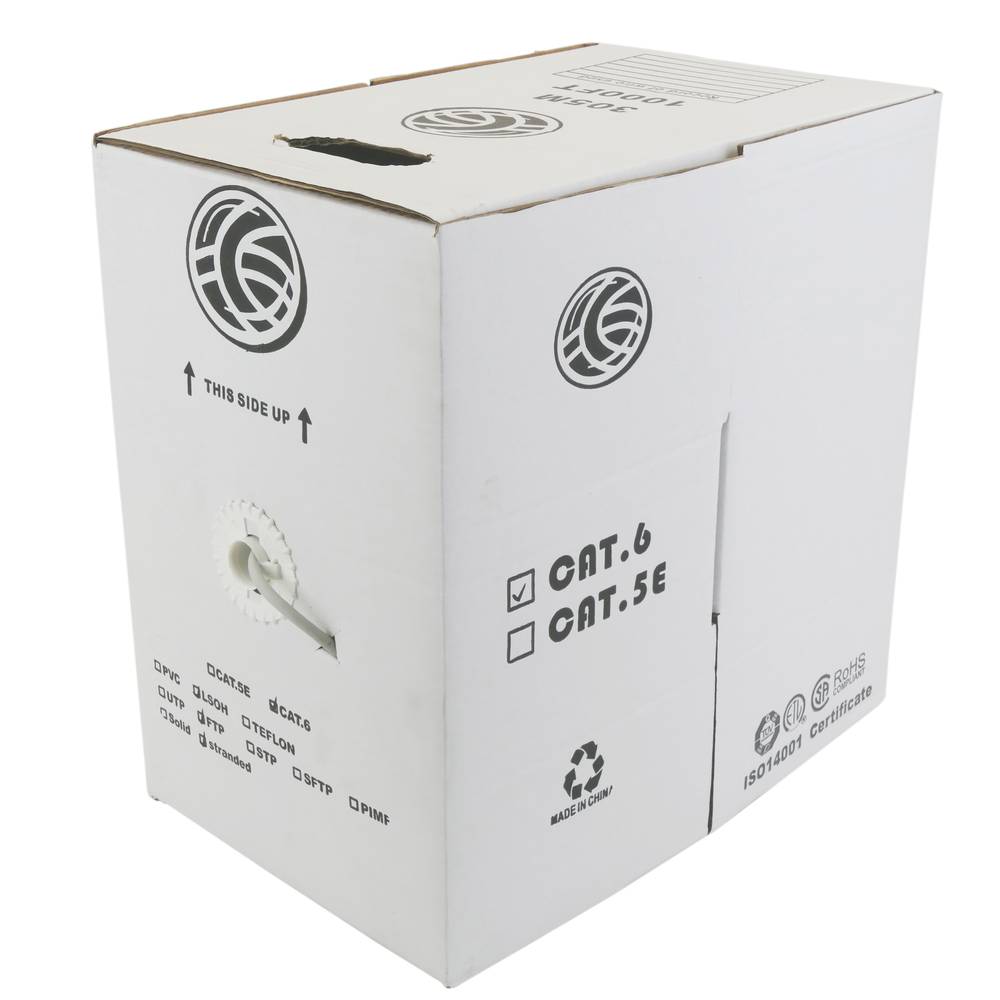 Carretel de cabo LSHF FTP Cat.6 24AWG rígido branco 305 m
