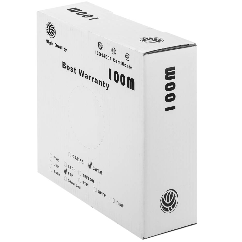 Enrouleur de câble LSHF FTP catégorie 6 24AWG rigide gris 100 m