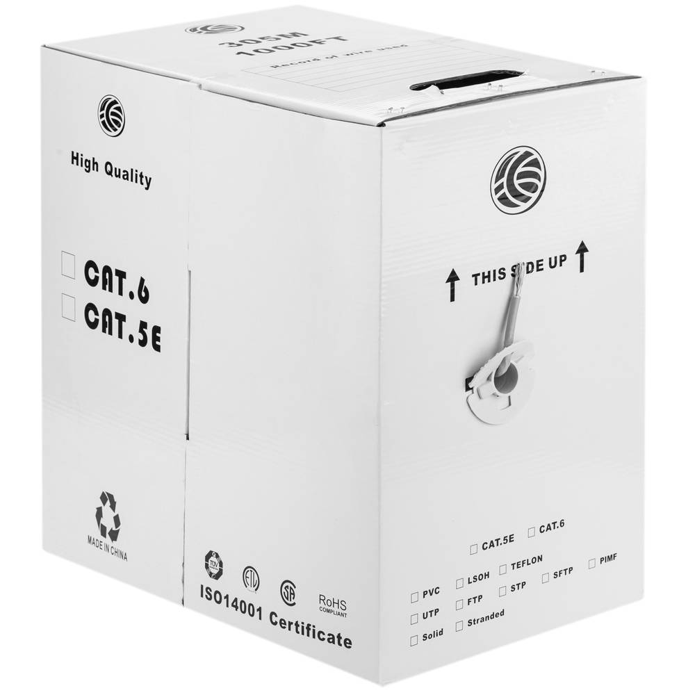 305 m rigid gray Cat. 6 FTP ethernet network cable reel