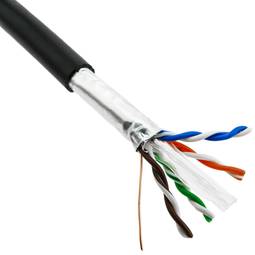 Network cable coil FTP Cat.6 23AWG for outdoor rigid black 305m