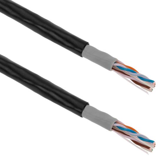 305 m rigid black Cat. 6 UTP ethernet network cable reel for outdoor use