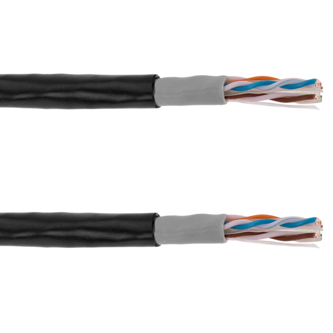 305 m rigid black Cat. 6 UTP ethernet network cable reel for outdoor use