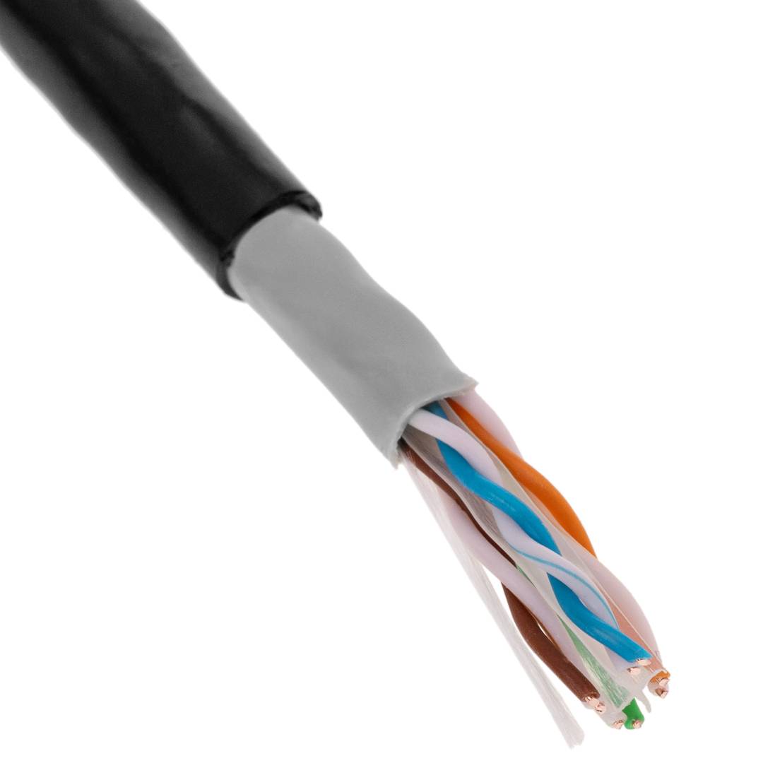 305 m lange starre schwarze Cat. 6 UTP-Ethernet-Netzwerkkabeltrommel für den Außenbereich