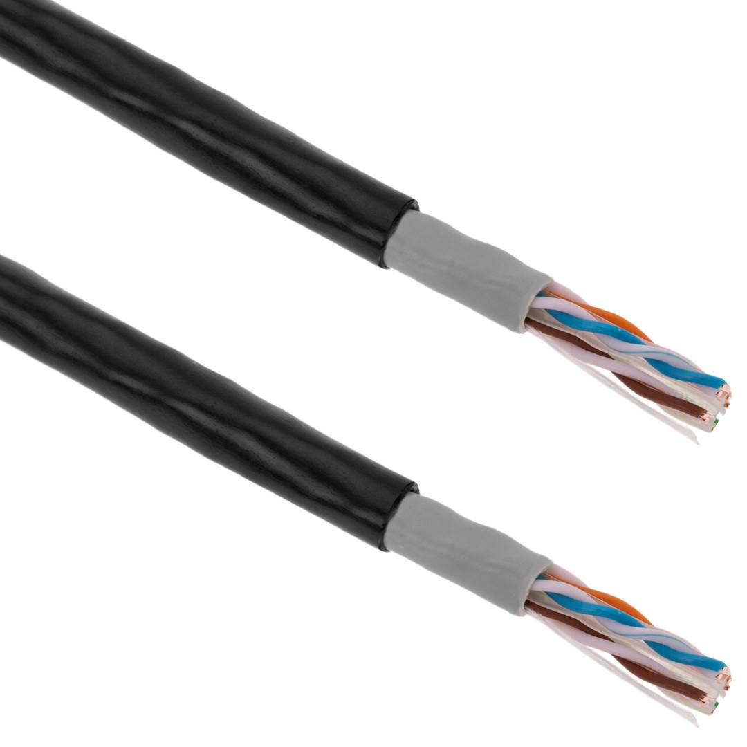 305 m lange starre schwarze Cat. 6 UTP-Ethernet-Netzwerkkabeltrommel für den Außenbereich