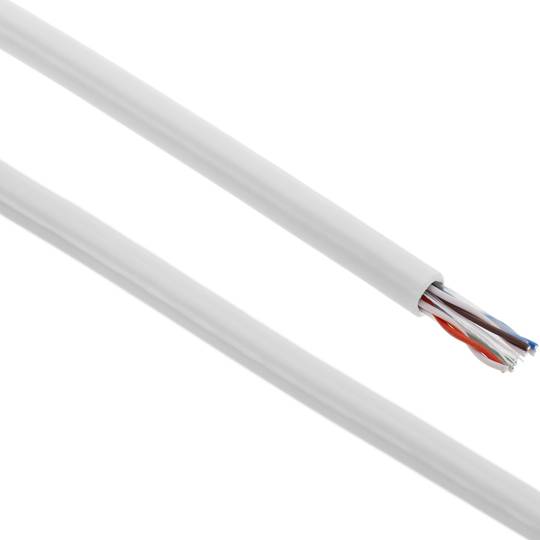 Bobina de cabo de rede ethernet Cat. 6 UTP rígido de 305 m de cor branca para exterior