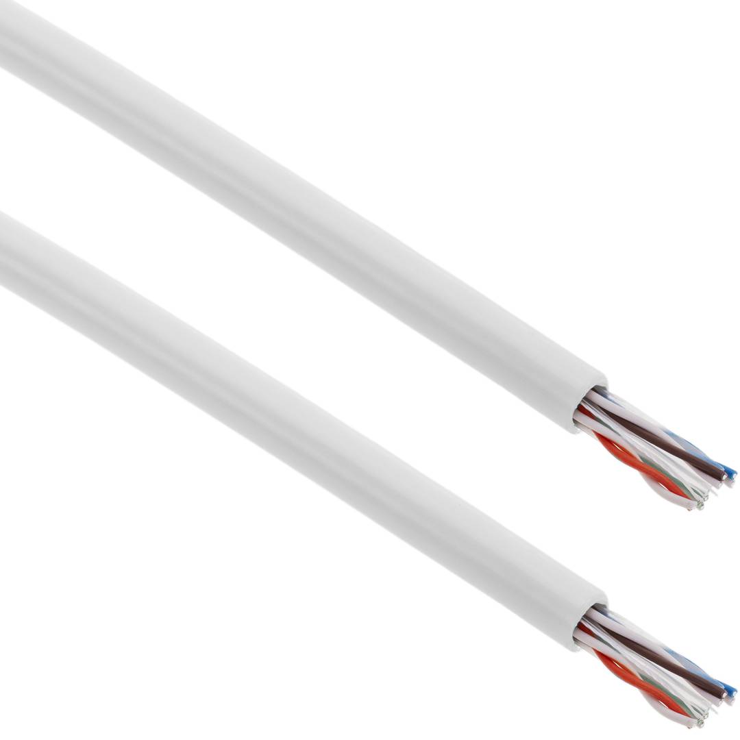 Bobina de cabo de rede ethernet Cat. 6 UTP rígido de 305 m de cor branca para exterior