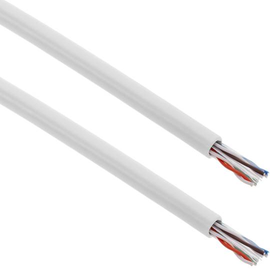 Bobina de cabo de rede ethernet Cat. 6 UTP rígido de 305 m de cor branca para exterior