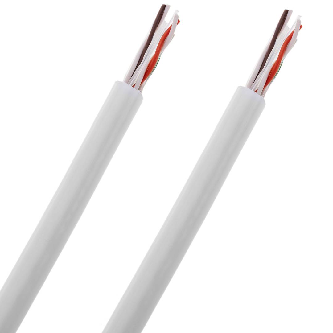 Bobina de cabo de rede ethernet Cat. 6 UTP rígido de 305 m de cor branca para exterior