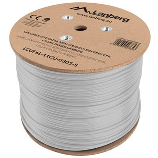 Fluke testé LCUF6L-11CU-0305-S Enrouleur de câble réseau Ethernet FTP Cat.6a rigide gris, 305 m