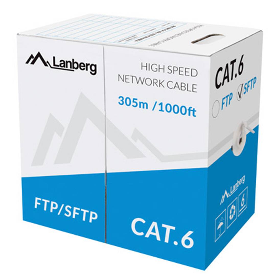 Bobina de cable de red ethernet Cat. 6 FTP de 305 m rígido de color gris fluke tested LCS6-11CU-0305-S