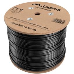 Kabel sieciowy ethernet na szpuli FTP Lanberg Cat.6 AWG23 na zewnątrz czarny 305m