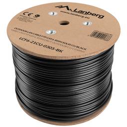 Lanberg Szpula kabla sieciowego LAN FTP kat. 6 sztywna CU AWG24 zewnętrzna Testowana przez Fluke czarna 305m