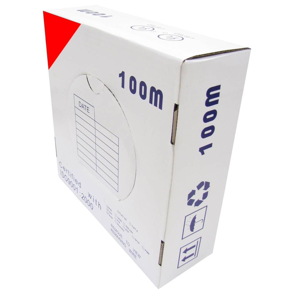 Bobina cable FTP categoria 5e 24AWG rígid vermell 100m