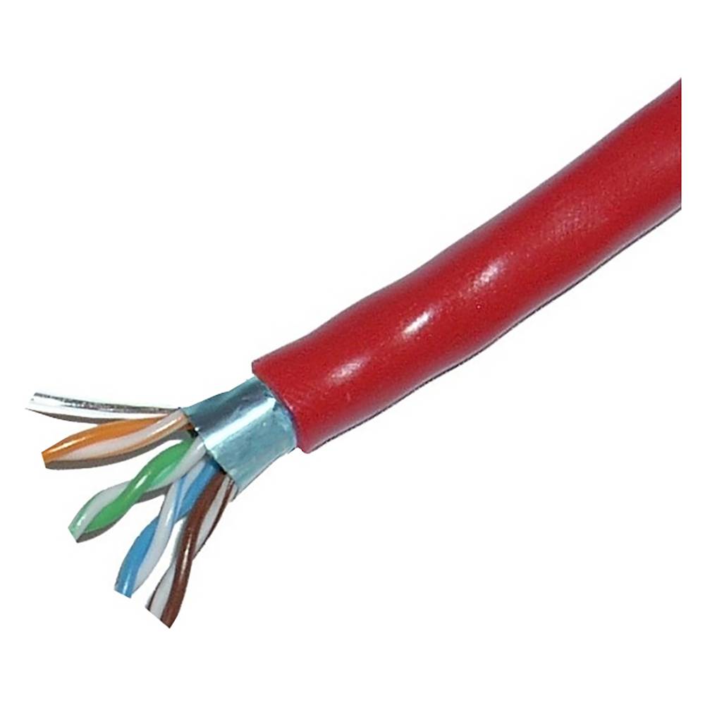 Bobina cable FTP categoria 5e 24AWG rígid vermell 100m