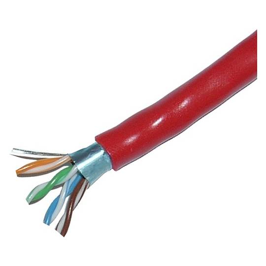 Bobina cable FTP categoria 5e 24AWG rígid vermell 100m