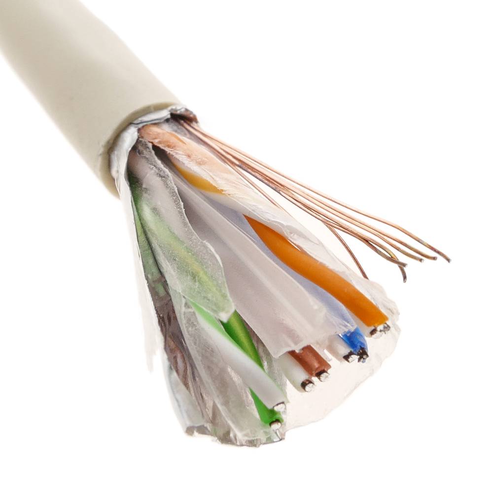 Bobine de câble réseau LAN FTP catégorie cat.6 24AWG rigide CCA gris 100m