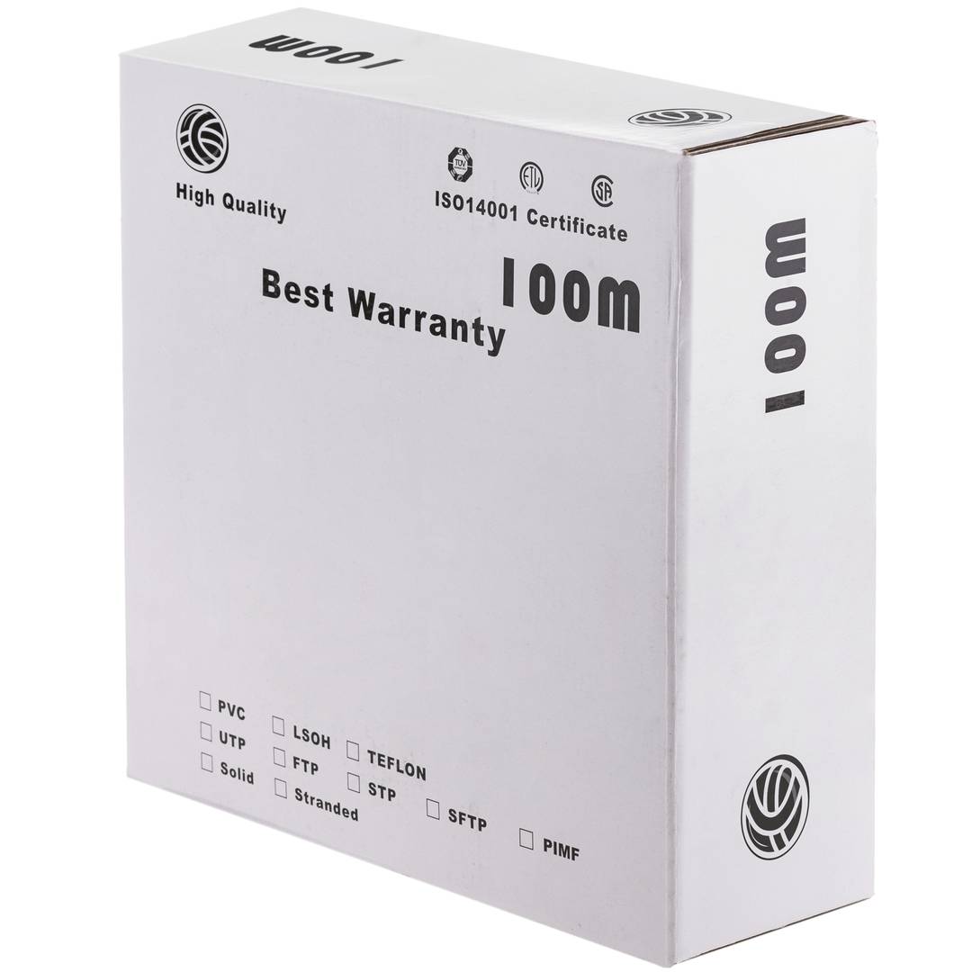 Szpula kabla sieciowego LAN UTP kat.6A 23AWG CCA sztywny szary 100m