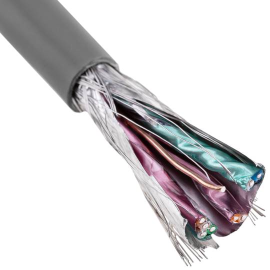 Bobine de câble réseau LAN SSTP Cat.7 23AWG CCA rigide gris 100m
