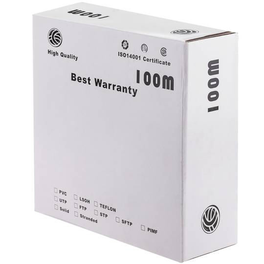 Bobine de câble réseau LAN SSTP Cat.7 23AWG CCA rigide gris 100m