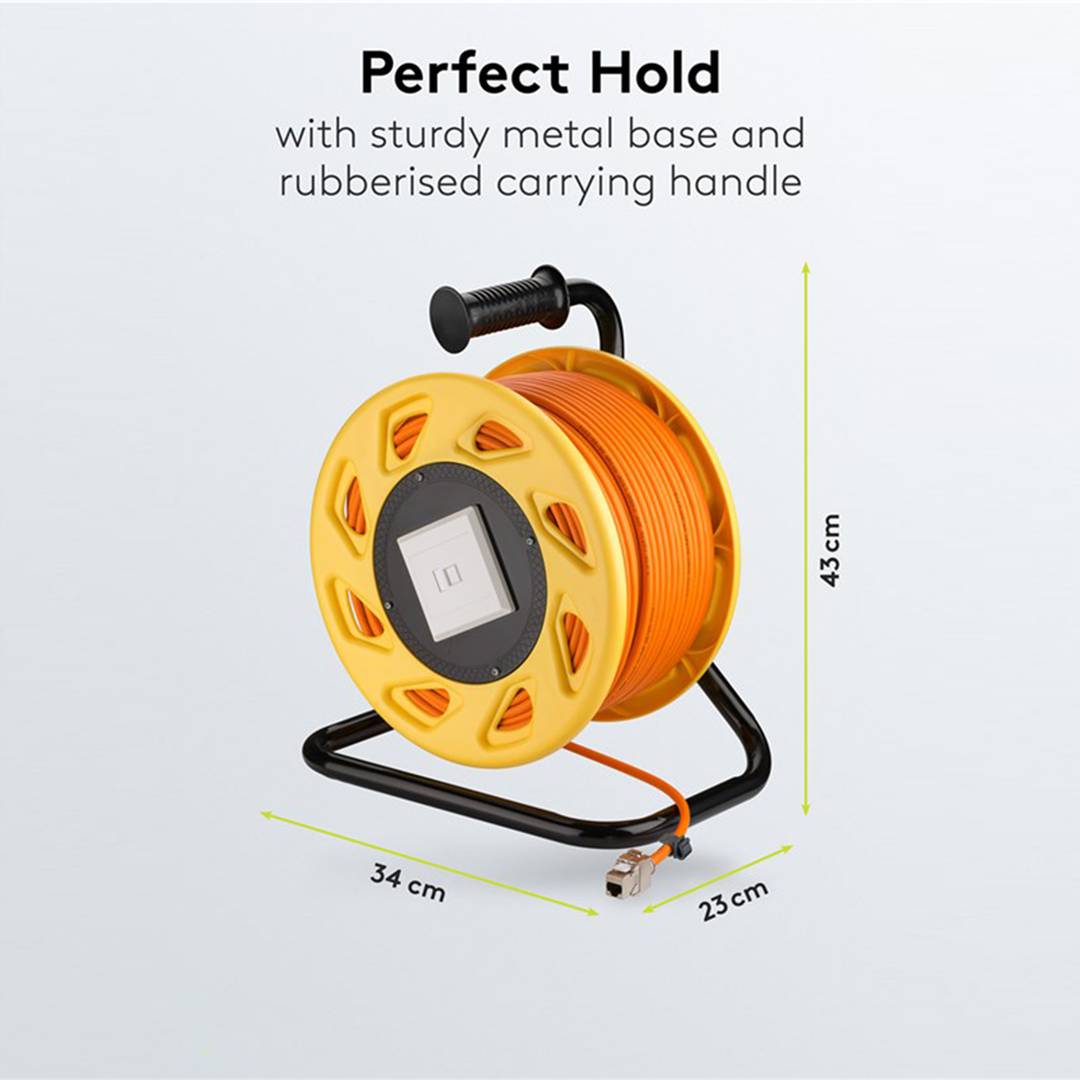Bobina portátil de cabo de rede RJ45 Cat 7a SFTP 50 metros