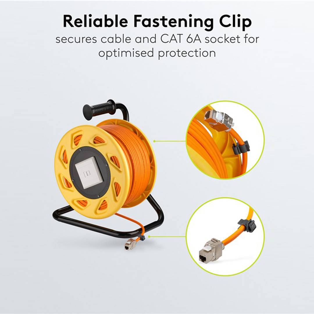 Bobina portátil de cabo de rede RJ45 Cat 7a SFTP 90 metros