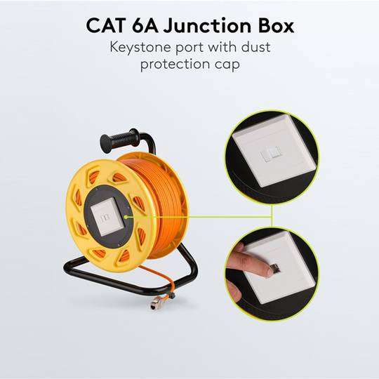 Bobina portátil de cabo de rede RJ45 Cat 7a SFTP 90 metros