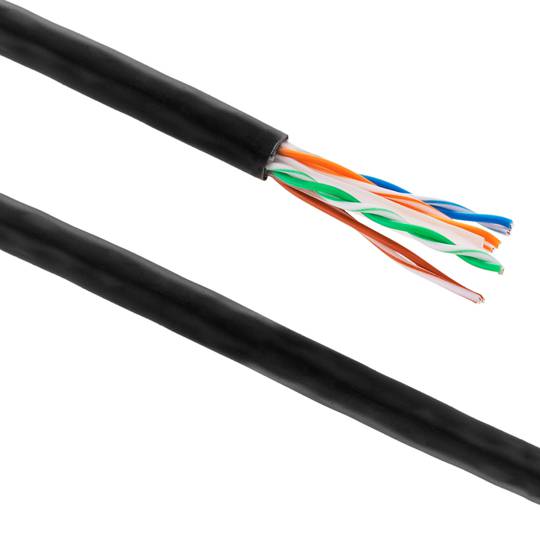 Carretel de cabo de rede UTP LAN categoria cat.6 23AWG CCA rígido preto 305 m