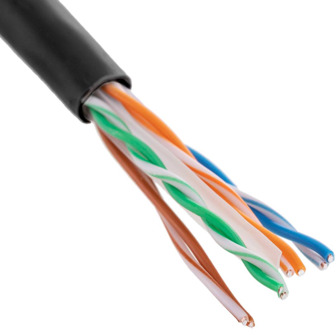 Carretel de cabo de rede UTP LAN categoria cat.6 23AWG CCA rígido preto 305 m