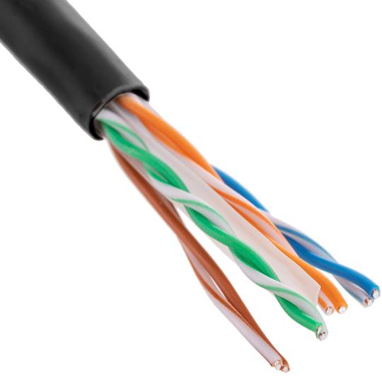 Carretel de cabo de rede UTP LAN categoria cat.6 23AWG CCA rígido preto 305 m