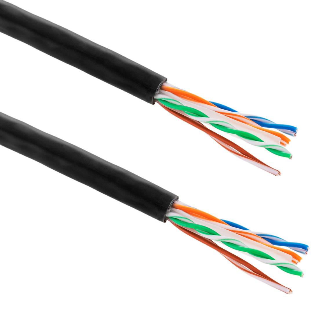 Carretel de cabo de rede UTP LAN categoria cat.6 23AWG CCA rígido preto 305 m