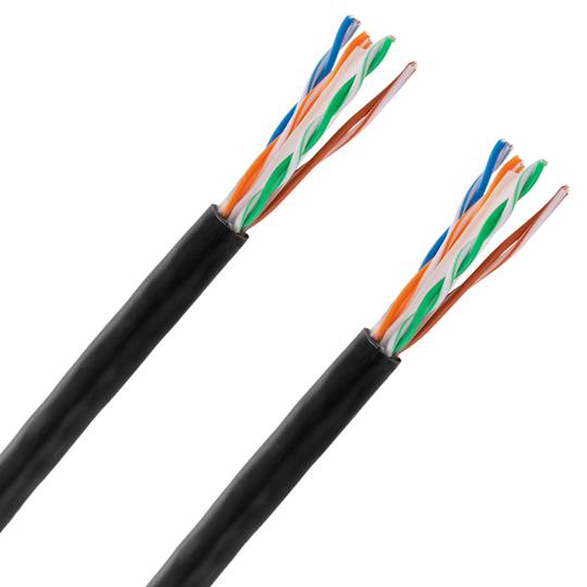 Carretel de cabo de rede UTP LAN categoria cat.6 23AWG CCA rígido preto 305 m