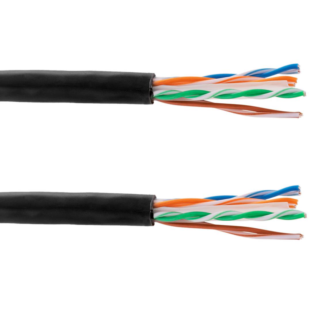 Carretel de cabo de rede UTP LAN categoria cat.6 23AWG CCA rígido preto 305 m