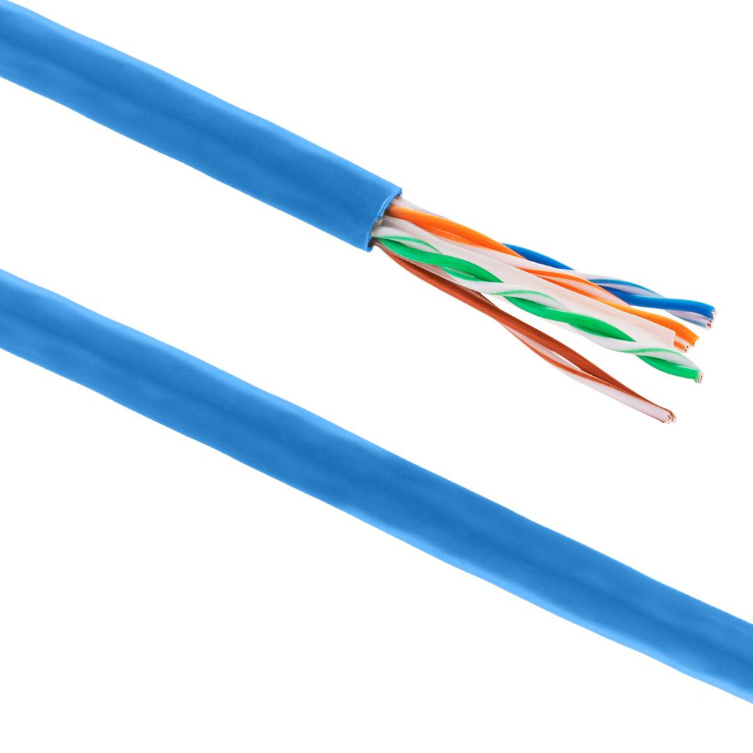 UTP-LAN-Netzwerkkabel, Spule, Kategorie Kat. 6, 23 AWG, CCA, starr, blau, 305 m