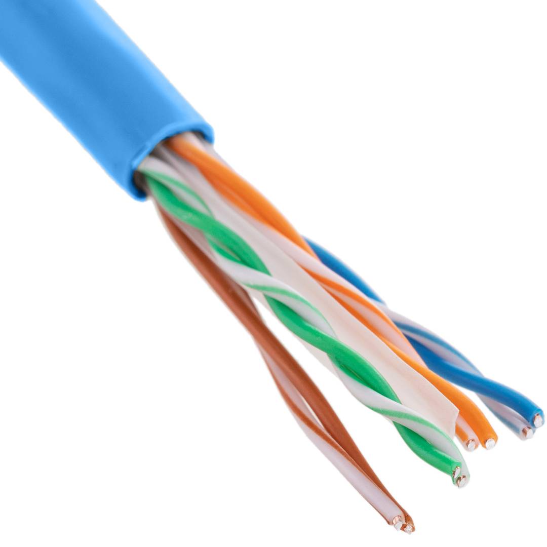 UTP-LAN-Netzwerkkabel, Spule, Kategorie Kat. 6, 23 AWG, CCA, starr, blau, 305 m