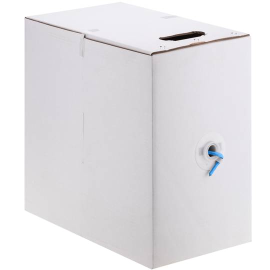 UTP-LAN-Netzwerkkabel, Spule, Kategorie Kat. 6, 23 AWG, CCA, starr, blau, 305 m