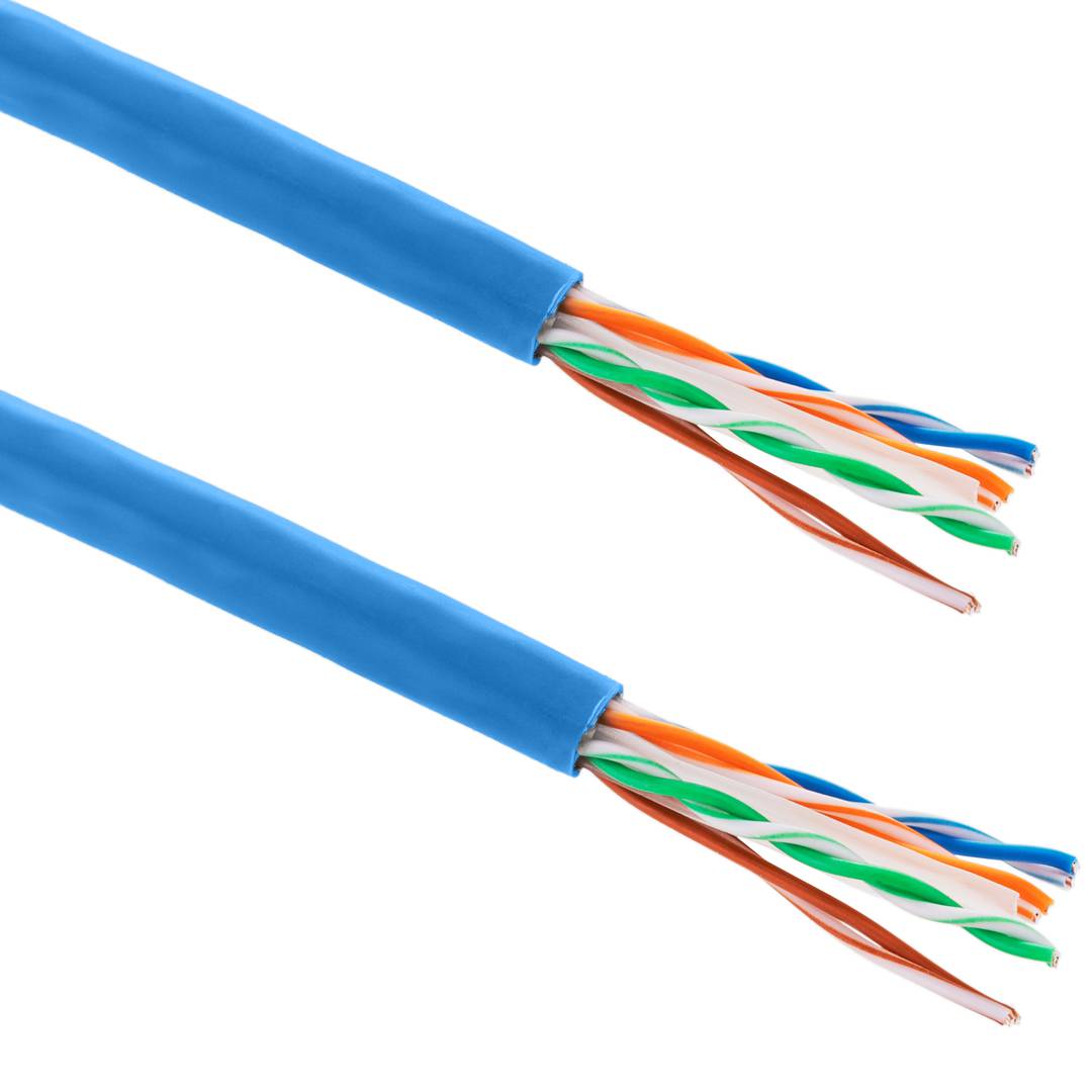 UTP-LAN-Netzwerkkabel, Spule, Kategorie Kat. 6, 23 AWG, CCA, starr, blau, 305 m