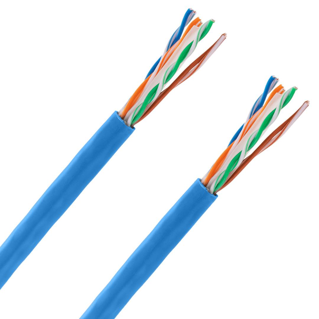 UTP-LAN-Netzwerkkabel, Spule, Kategorie Kat. 6, 23 AWG, CCA, starr, blau, 305 m