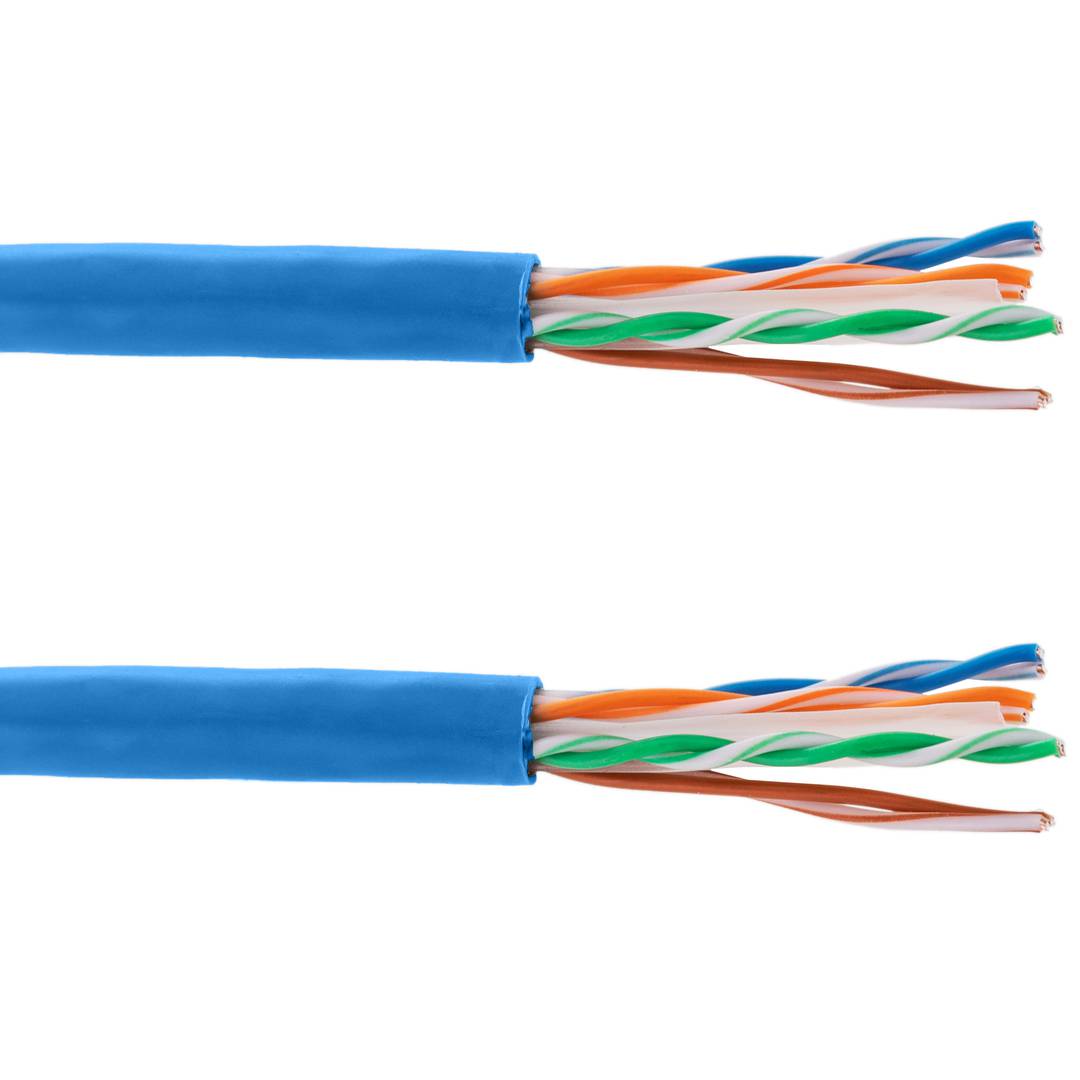 UTP-LAN-Netzwerkkabel, Spule, Kategorie Kat. 6, 23 AWG, CCA, starr, blau, 305 m