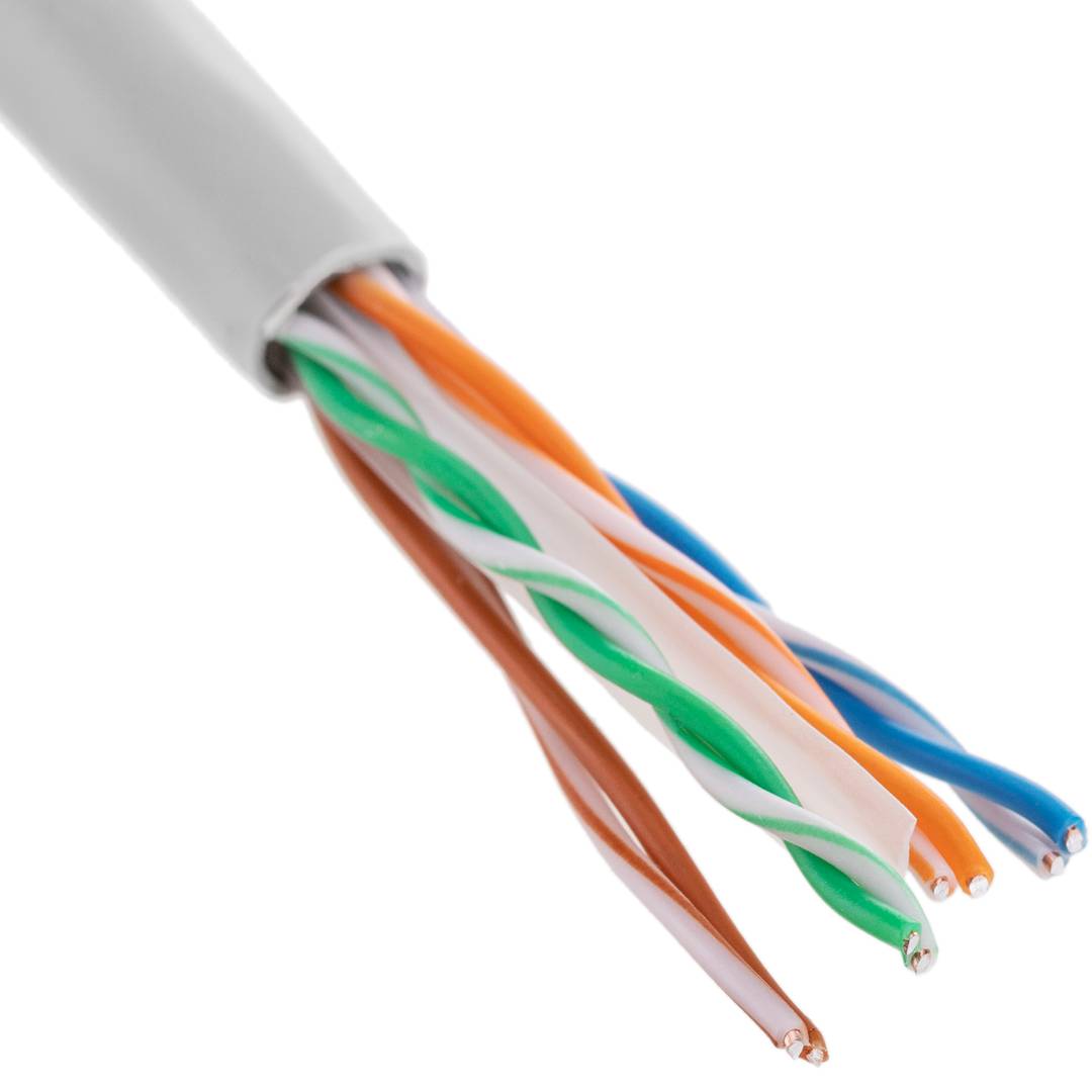 Bobina de cable de red LAN UTP categoría cat.6 23AWG CCA rígido gris 305 m
